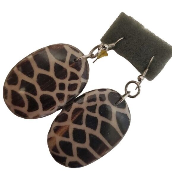 New Brown Cheetah Print Earrings - Picture 1 of 8